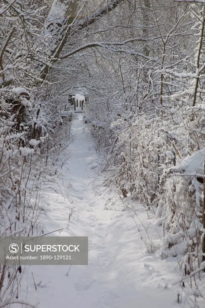 Footpath near Haddon Hall in winter, Derbyshire, England, United Kingdom, Europe