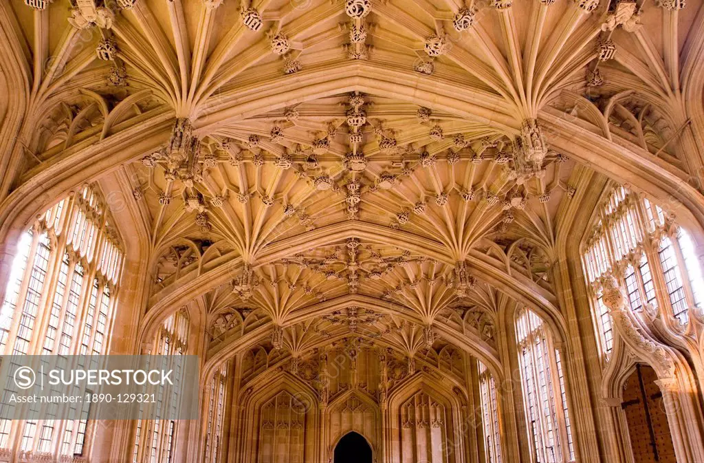 Bodleian Library interior, Oxford University, Oxford, Oxfordshire, England, United Kingdom, Europe