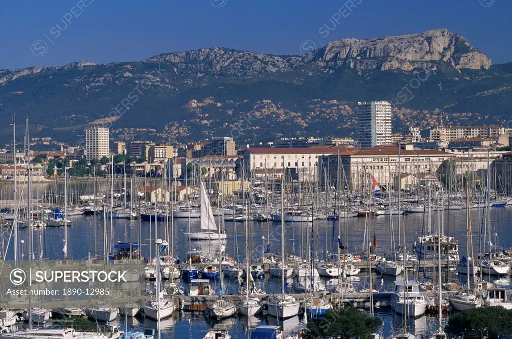 Marina and city centre, Toulon, Var, Cote d´Azur, Provence, France, Mediterranean, Europe
