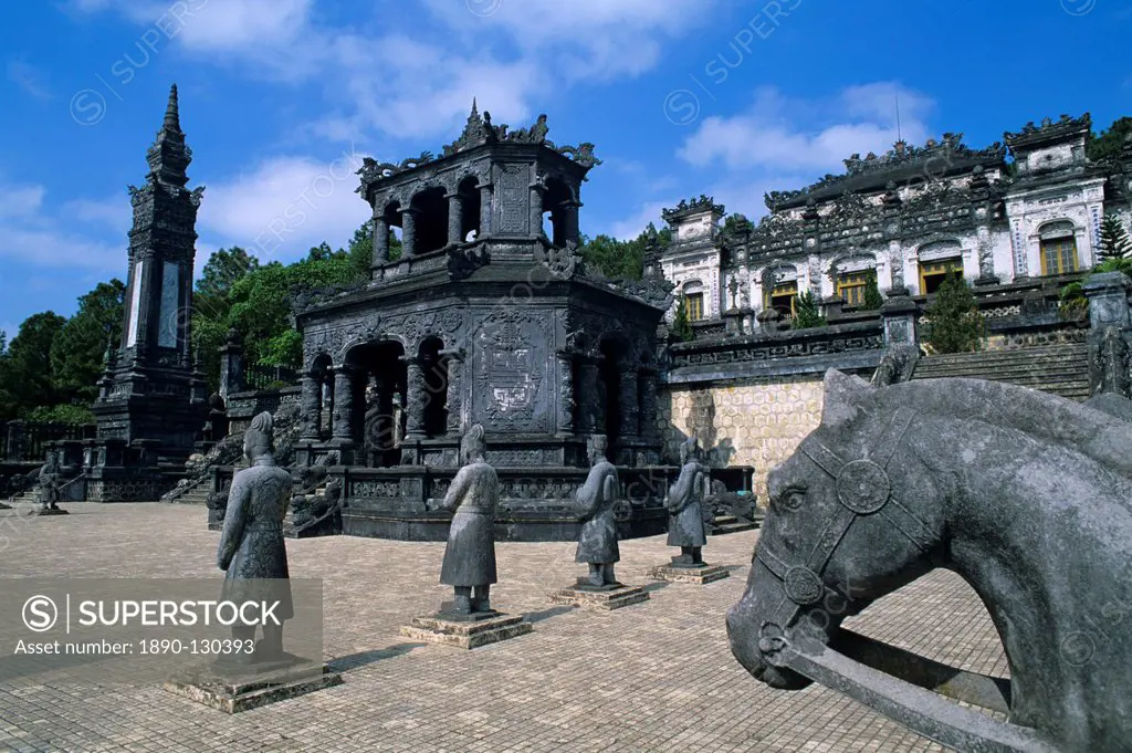 The Court of Honour and the Emperors Mausoleum, Tomb of Khai Dinh, near Hue, North Central Coast, Vietnam, Indochina, Southeast Asia, Asia
