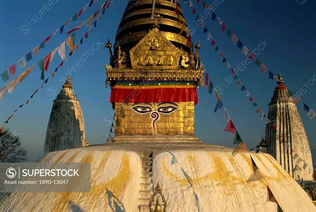 The Swayambhunath Stupa or Monkey Temple, UNESCO World Heritage Site, Kathmandu, Nepal, Asia