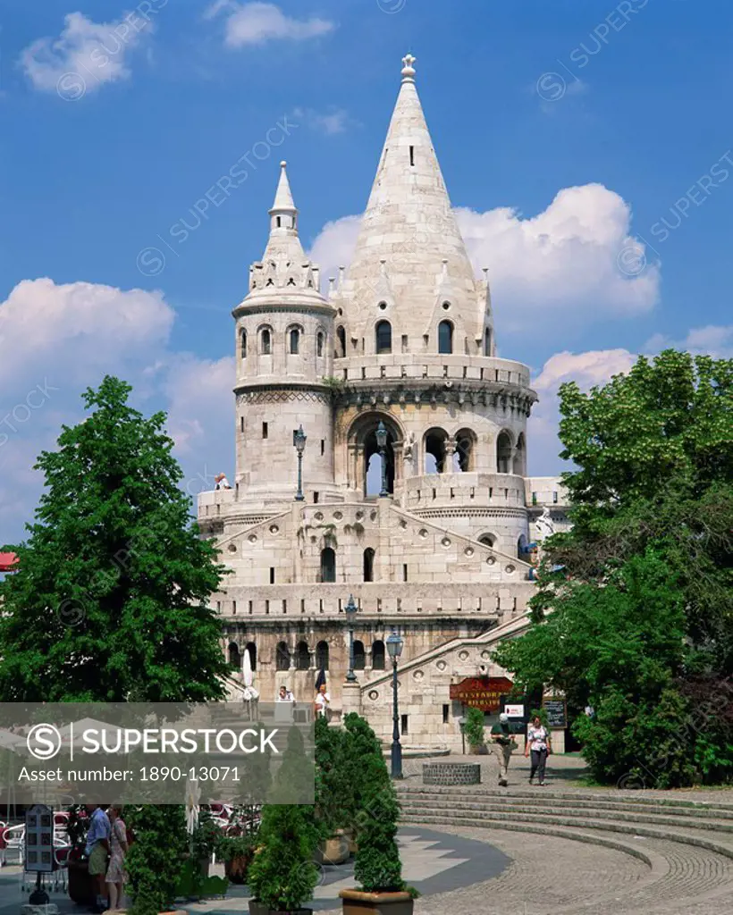 The Fishermans Bastion, a landmark in Budapest, Hungary, Europe