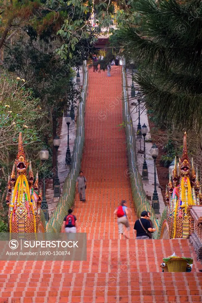 Doi Suthep Steps, Chiang Mai, Chiang Mai Province, Thailand, Southeast Asia, Asia