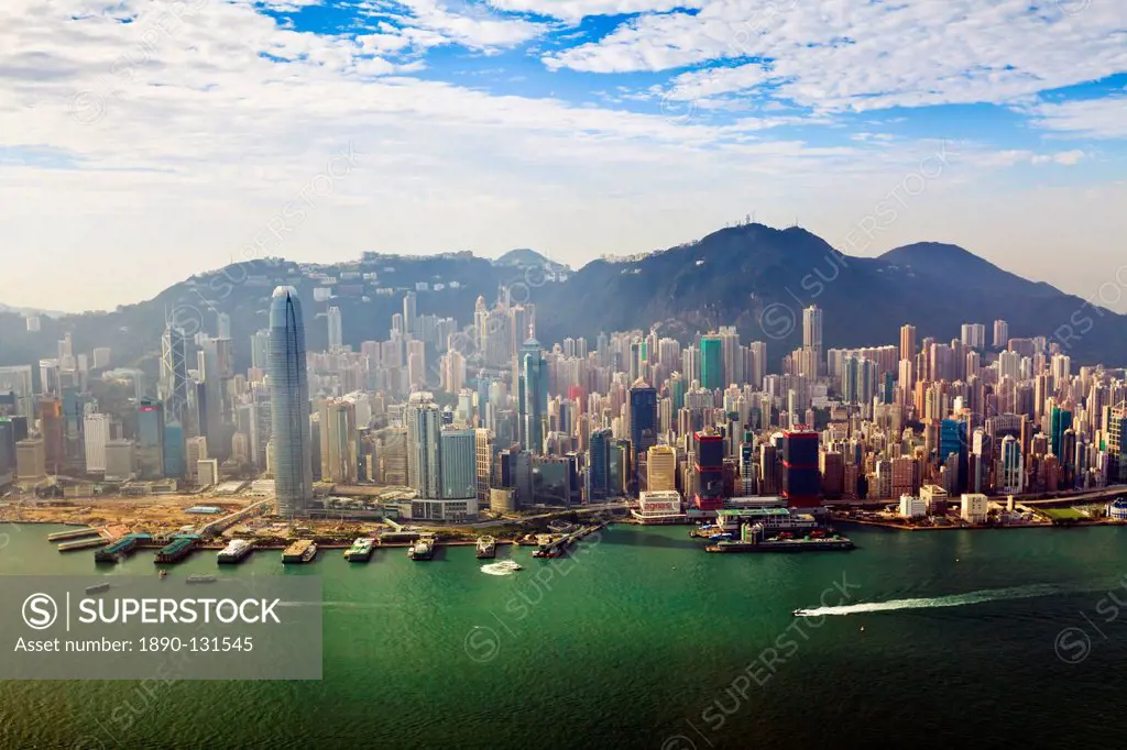 Cityscape of Hong Kong Island and Victoria Harbour, Hong Kong, China, Asia