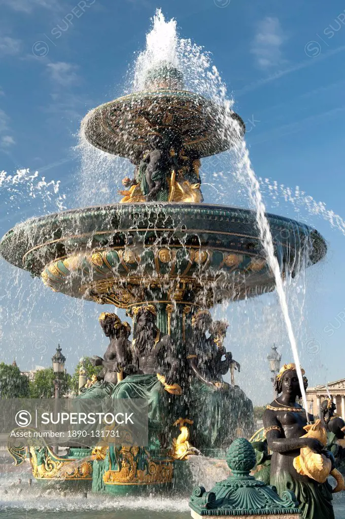Fountain at Place de la Concorde, Paris, France, Europe