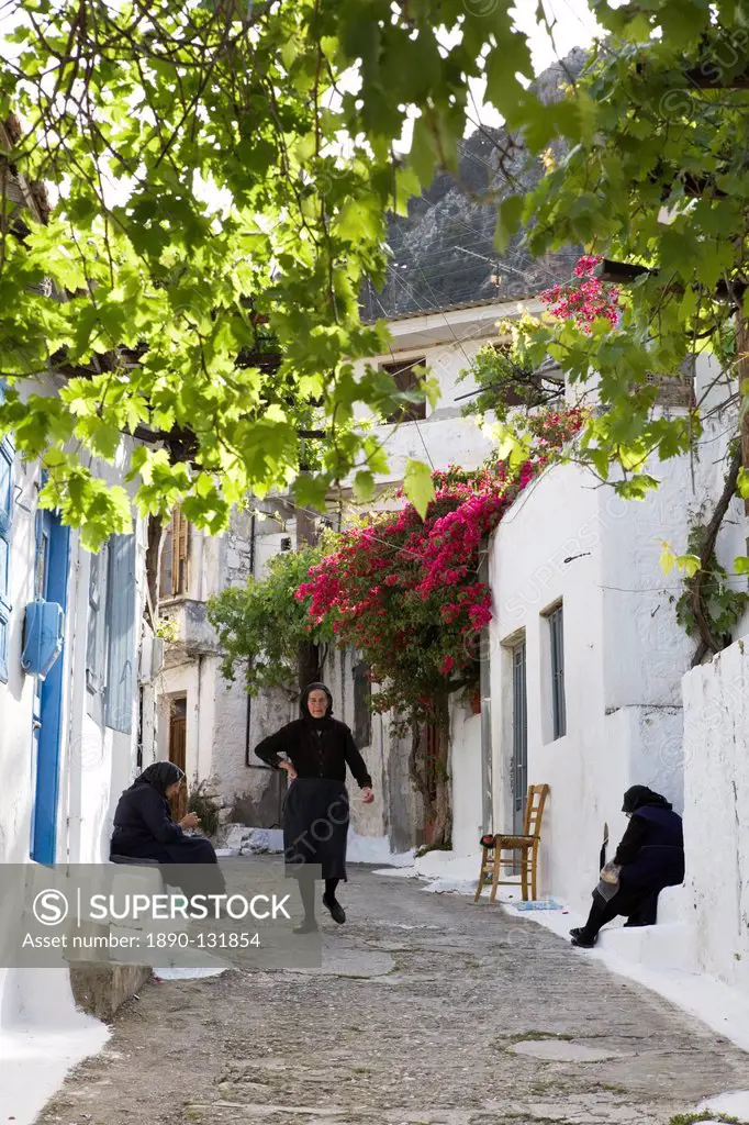 Cretan street scene, Kritsa, Lasithi region, Crete, Greek Islands, Greece, Europe
