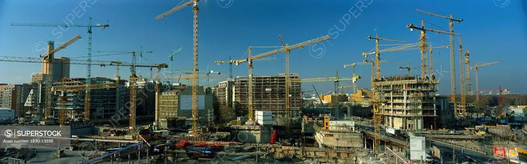 Europe´s largest building site of 68000 square metres, at the Potsdama Platz in the city of Berlin, Germany, Europe