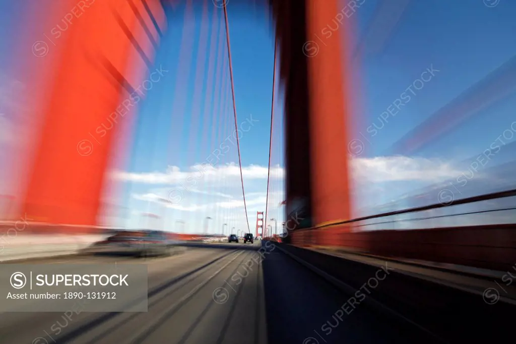 POV driving across the Golden Gate Bridge, California, United States of America, North America