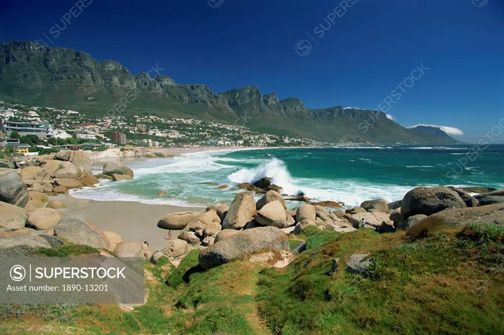 Clifton Bay and beach, sheltered by the Lion´s Head and Twelve Apostles, Cape Town, South Africa, Africa