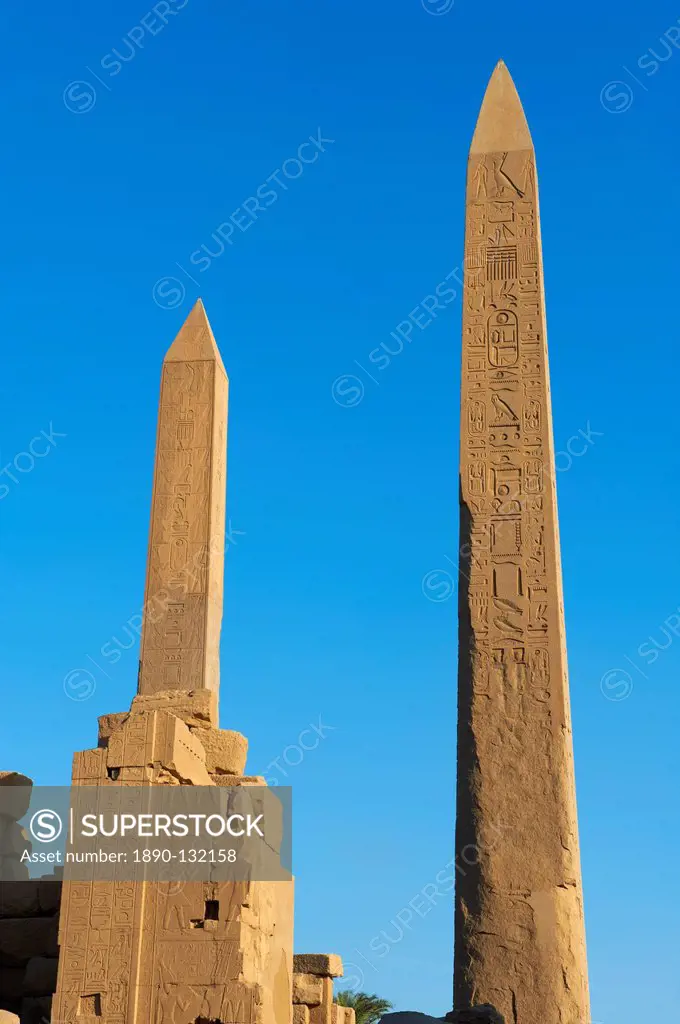 Obelisks of Tuthmosis I and Hatshepsut, Temple of Amun, Karnak, Thebes, UNESCO World Heritage Site, Egypt, North Africa, Africa