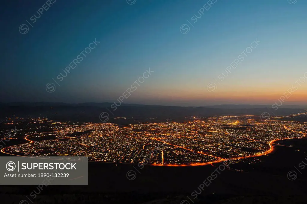Sulaymaniyah at night, Iraq, Middle East