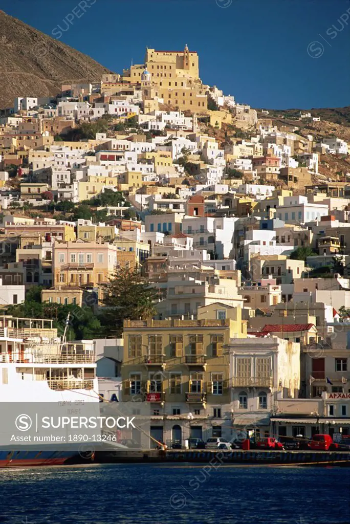 City skyline, Ermoupolis City, Syros, Cyclades, Greek Islands, Greece, Europe