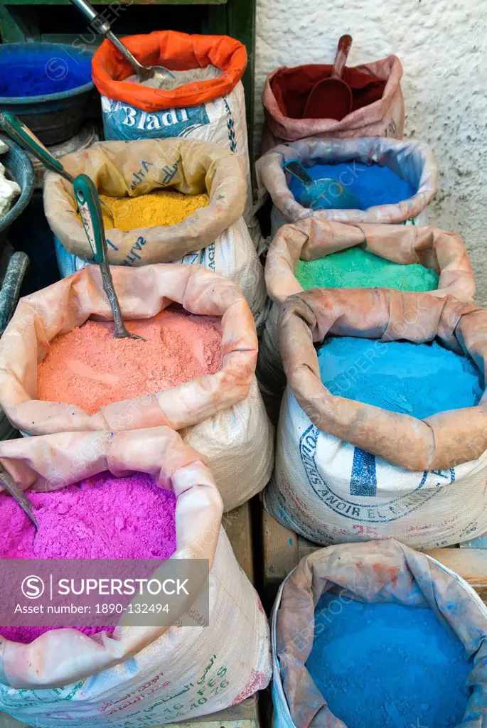 Pigments and spices for sale, Medina, Tetouan, UNESCO World Heritage Site, Morocco, North Africa, Africa
