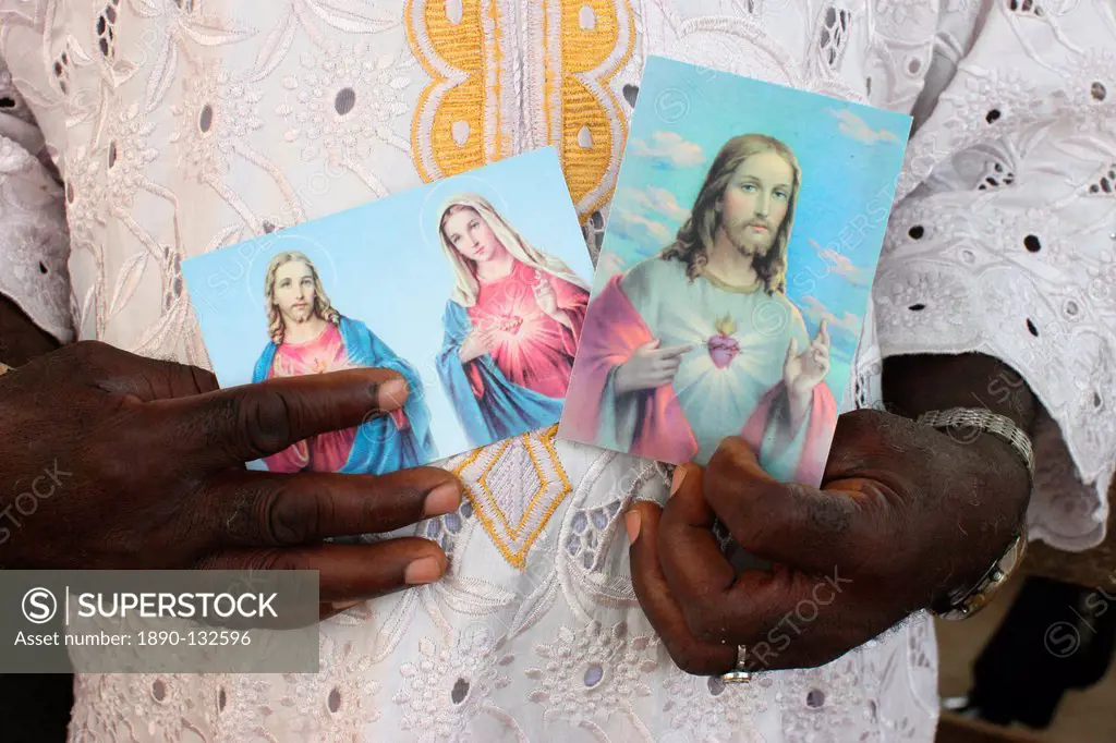 Religious images of Christ and Mary, Lome, Togo, West Africa, Africa
