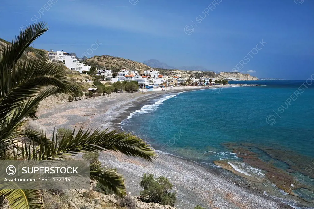 Beach view, Mirtos, Lasithi region, Crete, Greek Islands, Greece, Europe