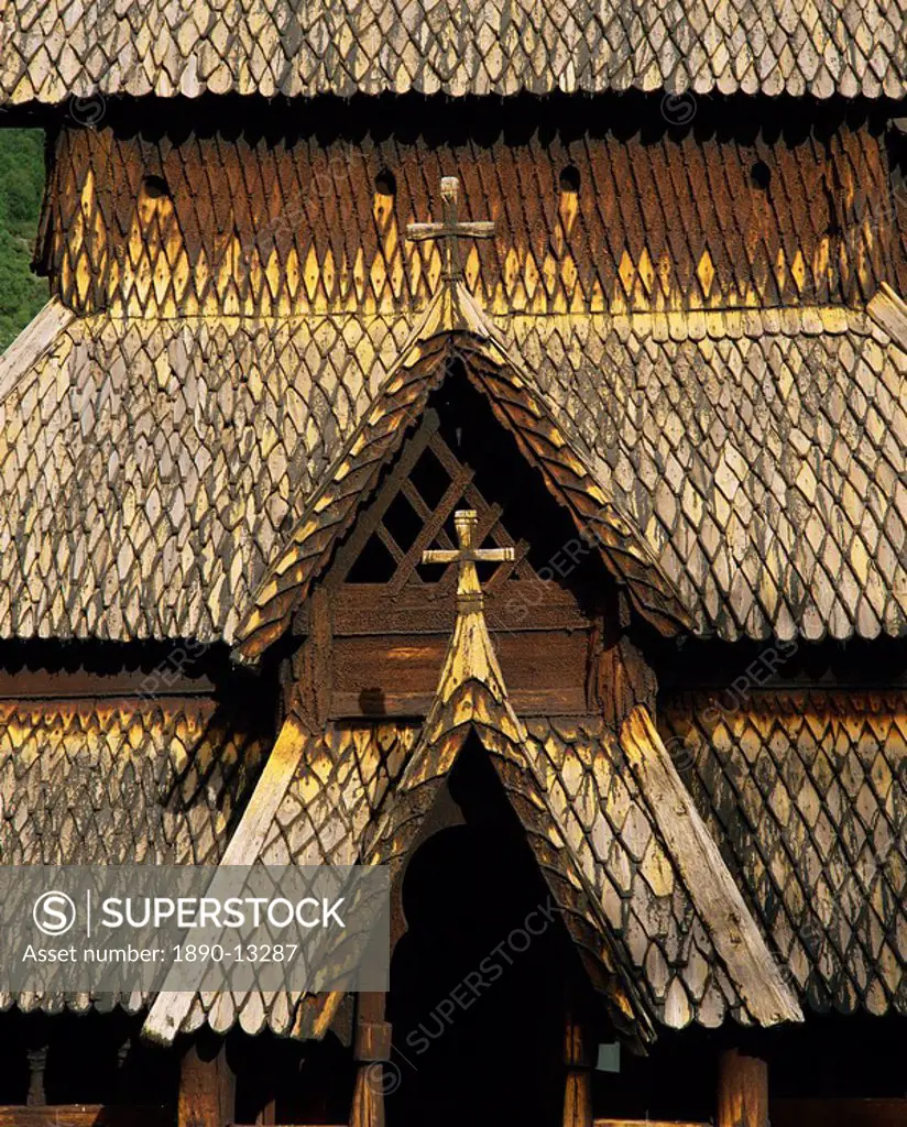 Best preserved 12th century stave church in Norway, Borgund Stave Church, Western Fjords, Norway, Scandinavia, Europe