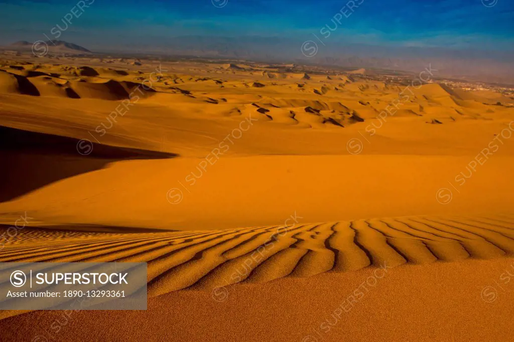 Sand dunes at Huacachina Oasis, Peru, South America