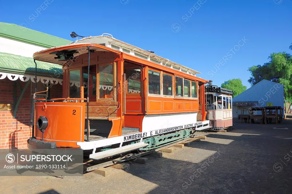Old tram in Kimberley diamond town, Kimberley, South Africa, Africa