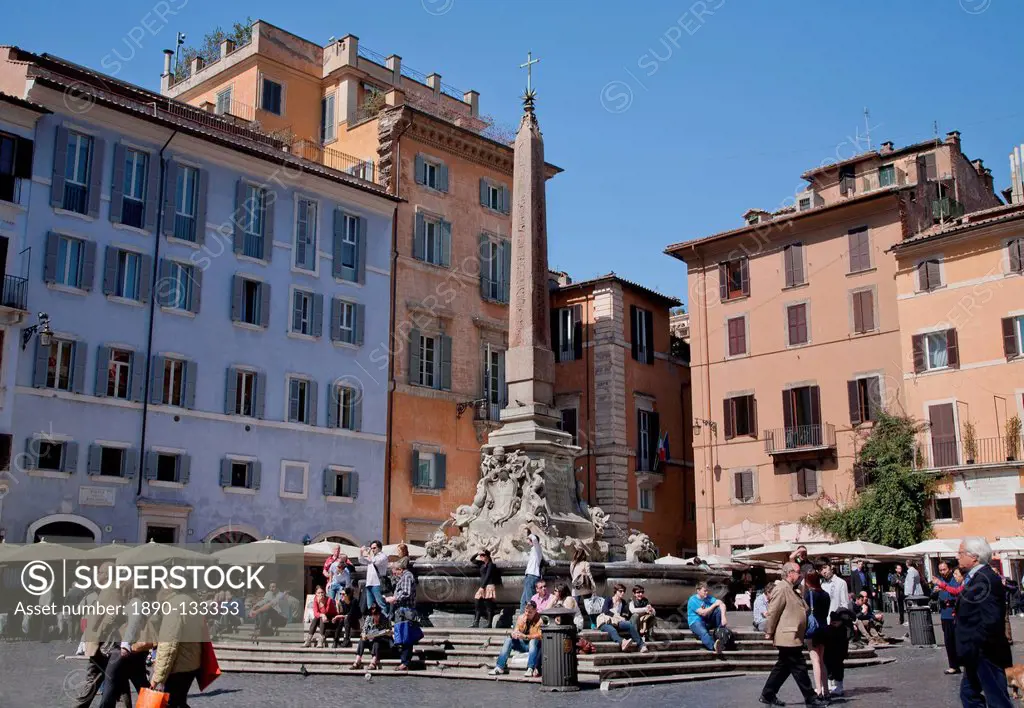 Fountain of the Pantheon Fontana del Pantheon in the Piazza della Rotonda in front of the Roman Pantheon, Rome, Lazio, Italy, Europe