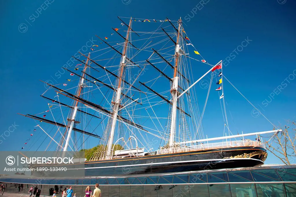 View of the Cutty Sark after restoration, Greenwich, London, England, United Kingdom, Europe