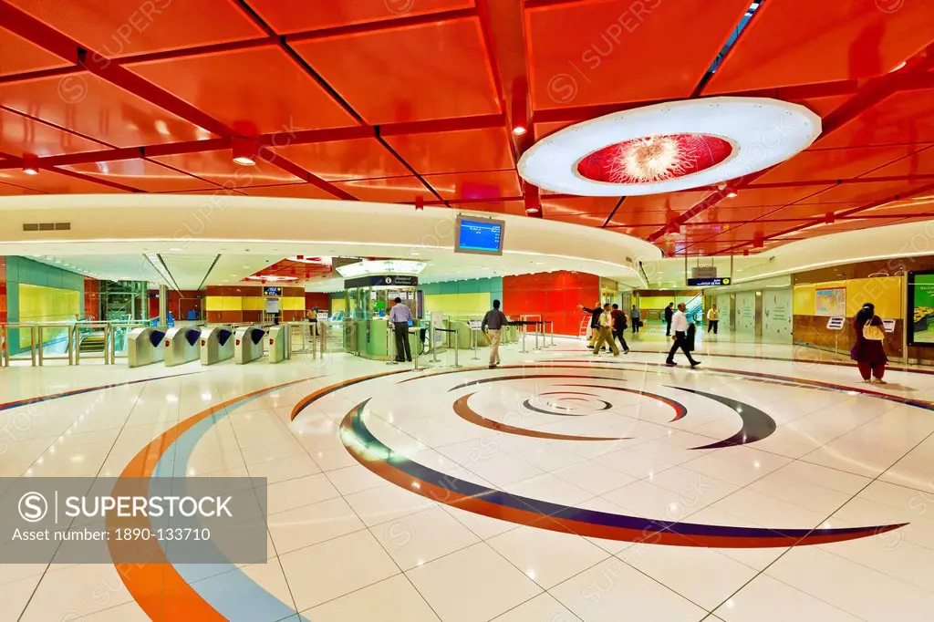 Al Fahidi Metro Station interior, Bur Dubai, Dubai, United Arab Emirates, Middle East