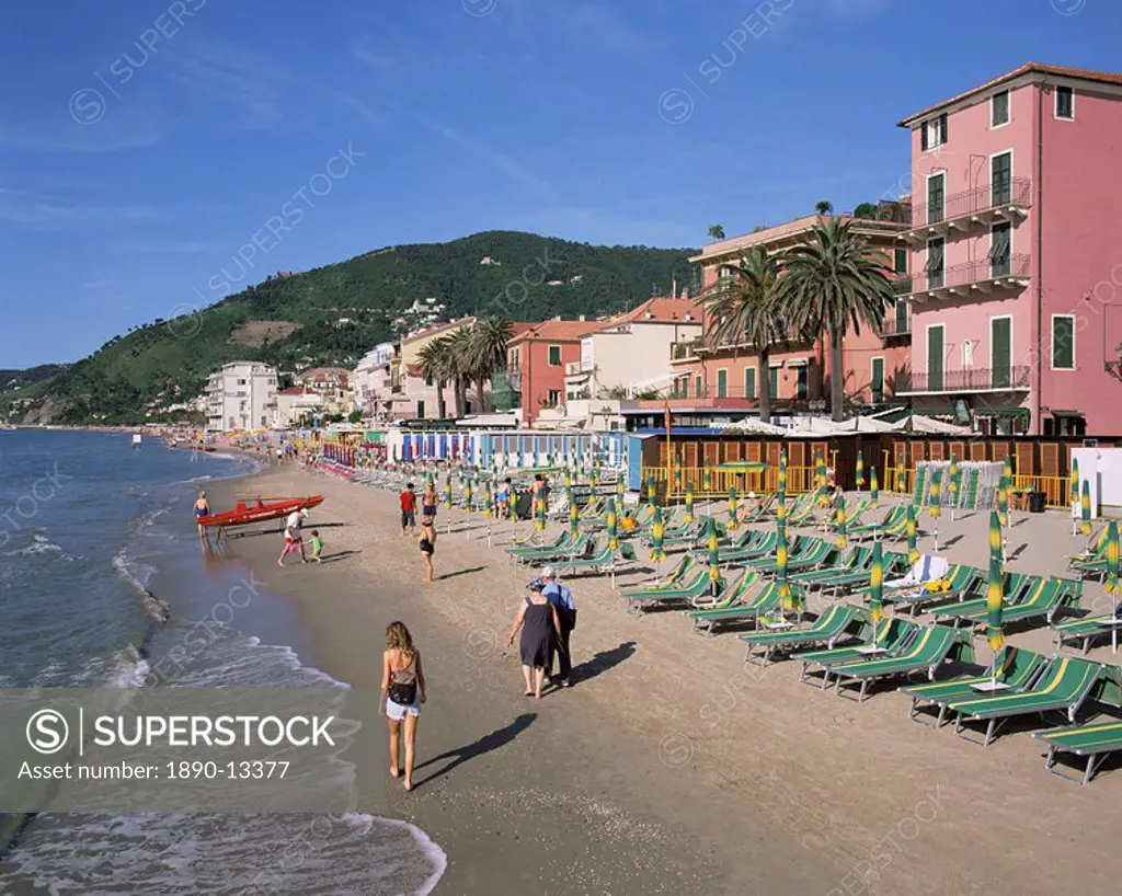 Beachfront, Alassio, Italian Riviera, Liguria, Italy, Europe
