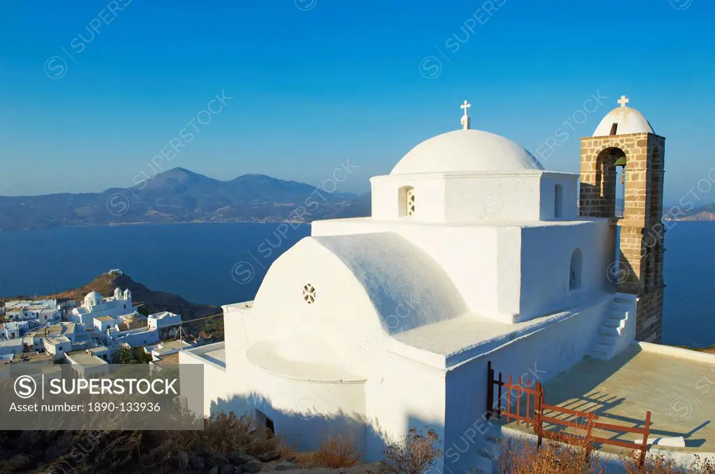 Kastro and the church Ipapanti, Plaka, old village, Milos, Cyclades Islands, Greek Islands, Aegean Sea, Greece, Europe