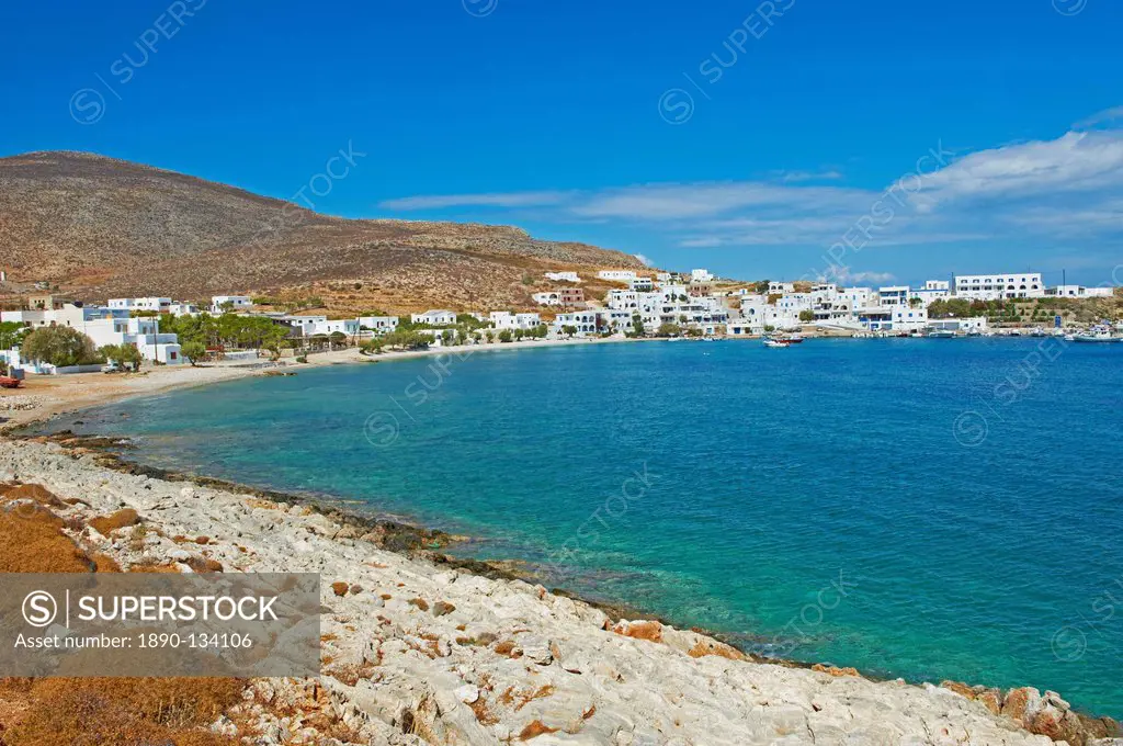 Karavostasis village and principal port, Folegandros, Cyclades Islands, Greek Islands, Aegean Sea, Greece, Europe