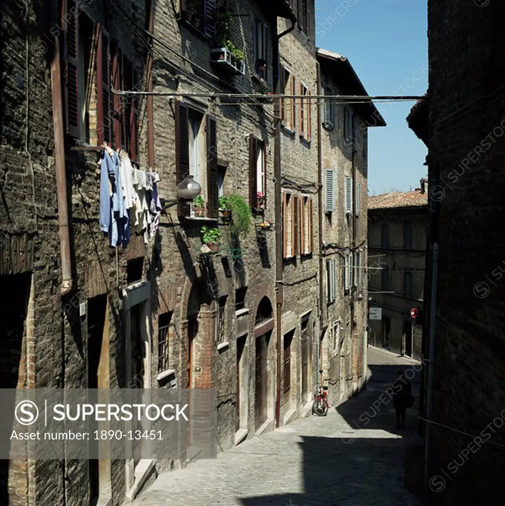 Street scene, Urbino, Marche Marches, Italy, Europe