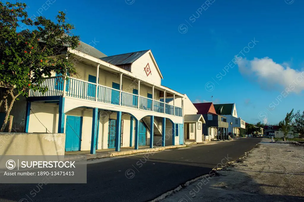 Colonial houses, Cockburn Town, Grand Turk, Turks and Caicos, Caribbean, Central America