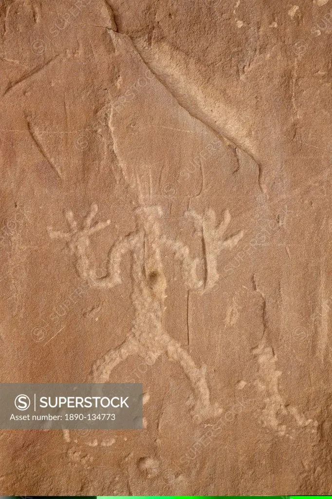 Petroglyph near Chetro Ketl, Chaco Culture National Historical Park, New Mexico, United States of America, North America