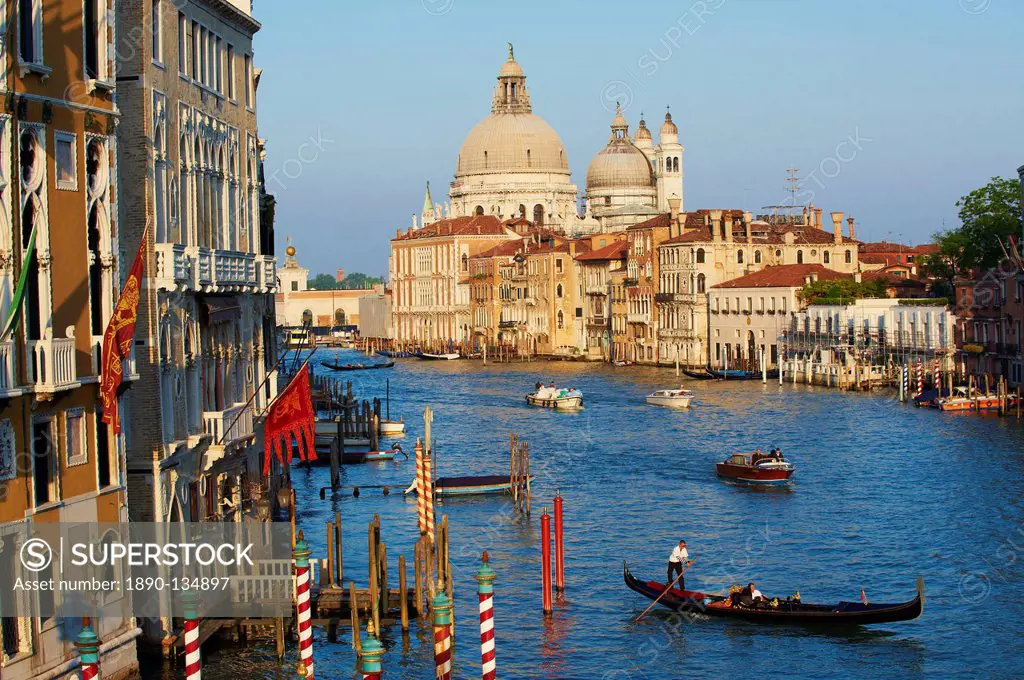 The Church of Santa Maria della Salute and the Grand Canal, viewed from the Academia Bridge, Venice, UNESCO World Heritage Site, Veneto, Italy, Europe