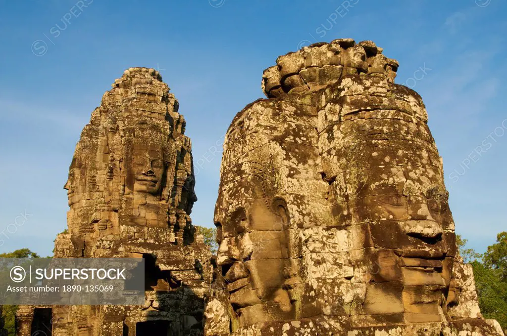 Detail of sculptures, Bayon temple, dating from the 13th century, Angkor, UNESCO World Heritage Site, Siem Reap, Cambodia, Indochina, Southeast Asia, ...