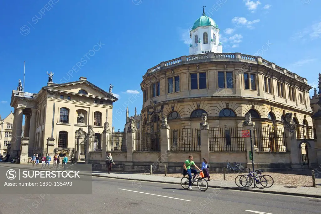 Sheldonian Theatre and Clarendon Building, Broad Street, Oxford, Oxfordshire, England, United Kingdom, Europe