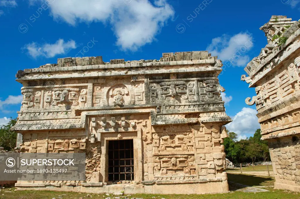 The church in ancient Mayan ruins, Chichen Itza, UNESCO World Heritage Site, Yucatan, Mexico, North America