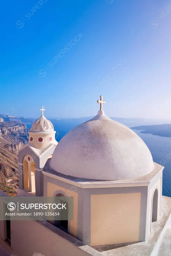 Greek Orthodox Church in Fira, Santorini Thira, Cyclades Islands, Aegean Sea, Greek Islands, Greece, Europe