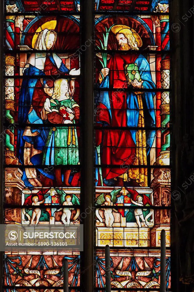 Stained glass window, Basilica Saint Nazaire, Carcassonne, UNESCO World Heritage Site, Aude, France, Europe