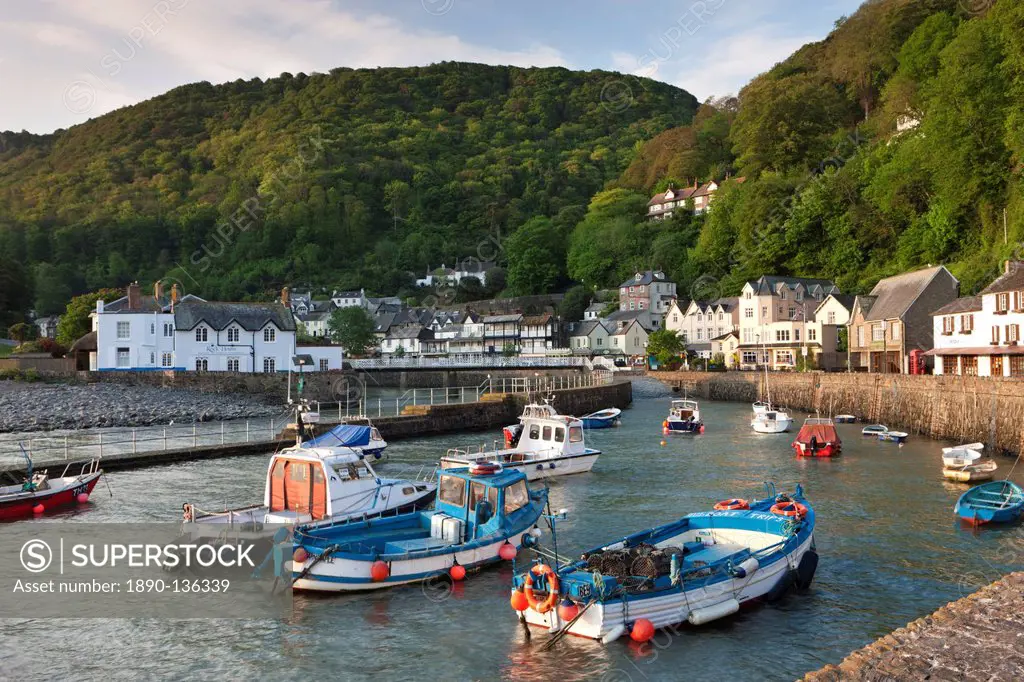 Lynmouth Harbour and boats, Exmoor National Park, Somerset, England, United Kingdom, Europe