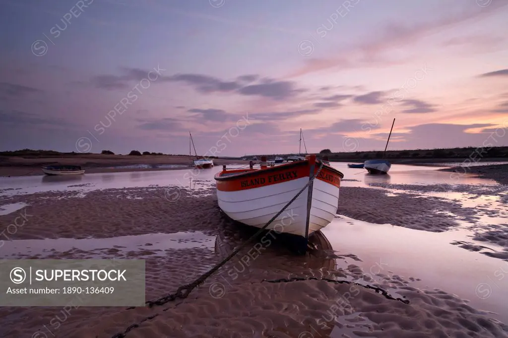 Low tide at Burnham Overy Staithe, Norfolk, England, United Kingdom, Europe