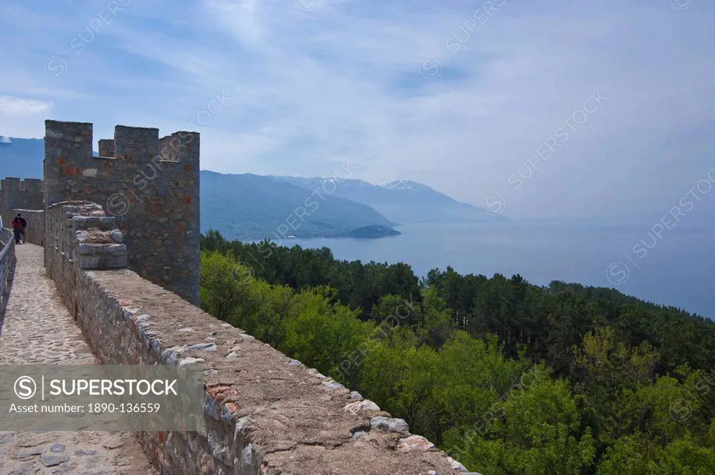 Castle at Ohrid above Lake Ohrid, UNESCO World Heritage Site, Macedonia, Europe