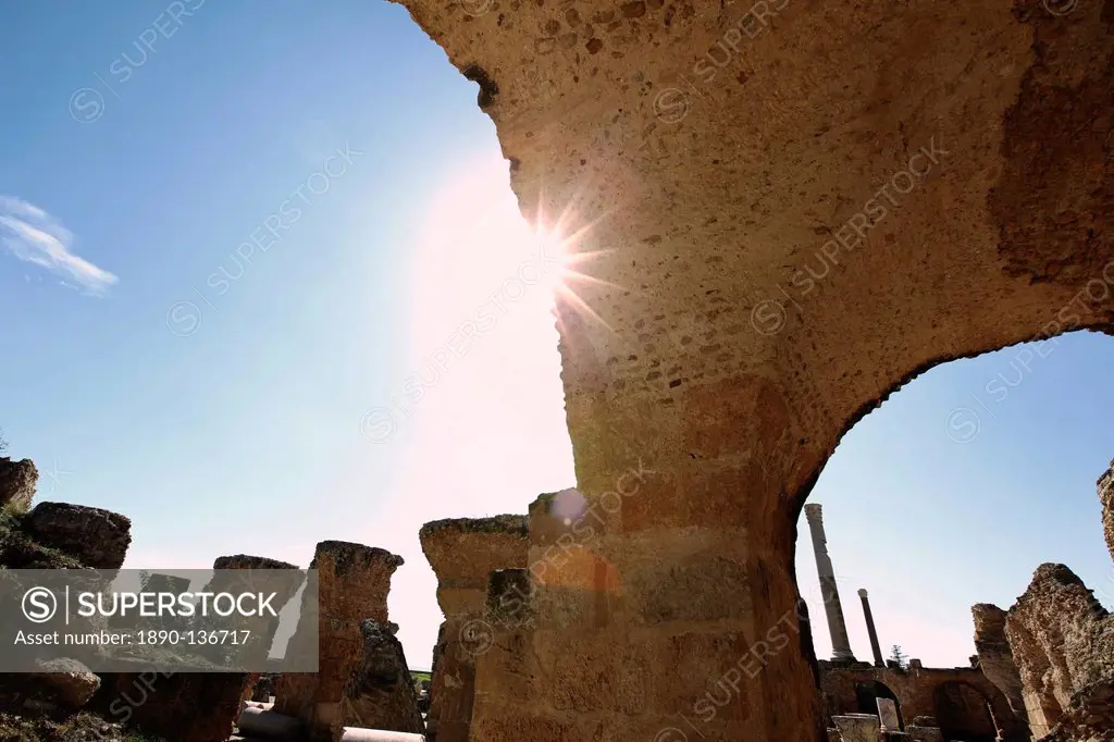 The Ruins at Antonine Baths at the archaeological site, Carthage, UNESCO World Heritage Site, Tunisia, North Africa, Africa