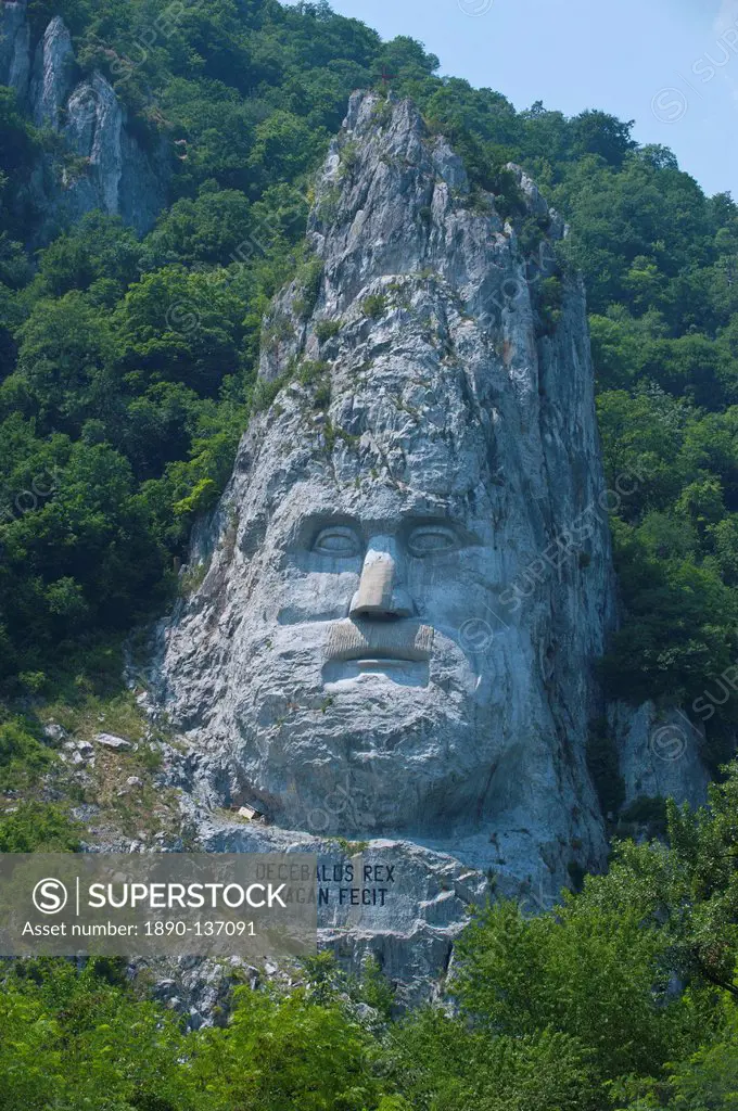 Monument to King Decebalus, Portille de Fier Iron gate, Danube Valley, Romania, Europe