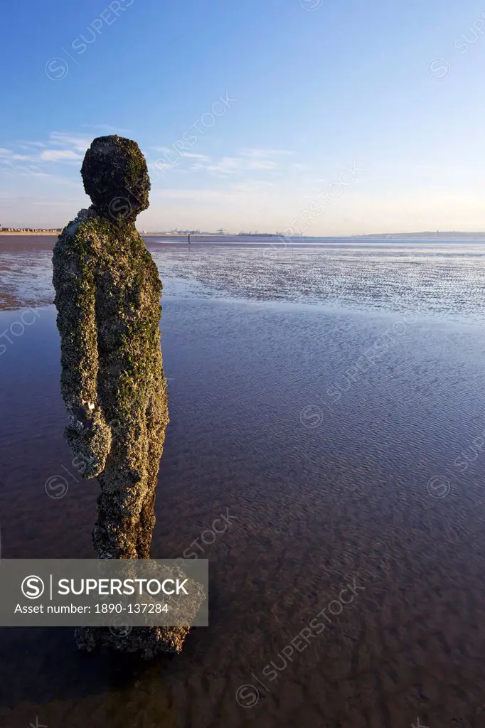 Antony Gormley sculpture, Another Place, Crosby Beach, November, Merseyside, England, United Kingdom, Europe