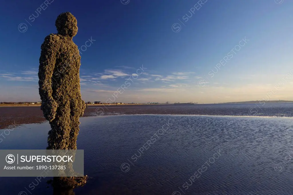 Antony Gormley sculpture, Another Place, Crosby Beach, November, Merseyside, England, United Kingdom, Europe