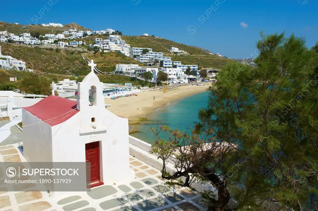 Agios Stefanos, Orthodox chapel near the beach, Chora, Mykonos Town, Mykonos, Cyclades, Greek Islands, Greece, Europe