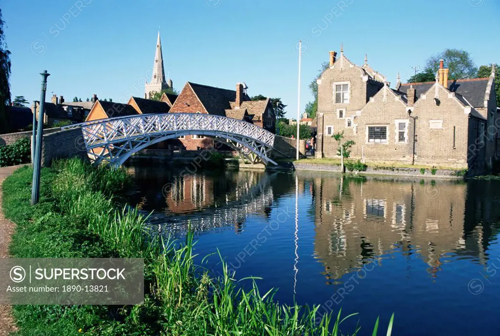 Chinese Bridge on Great Ouse River, Godmanchester Huntingdon, Cambridgeshire, England, United Kingdom, Europe