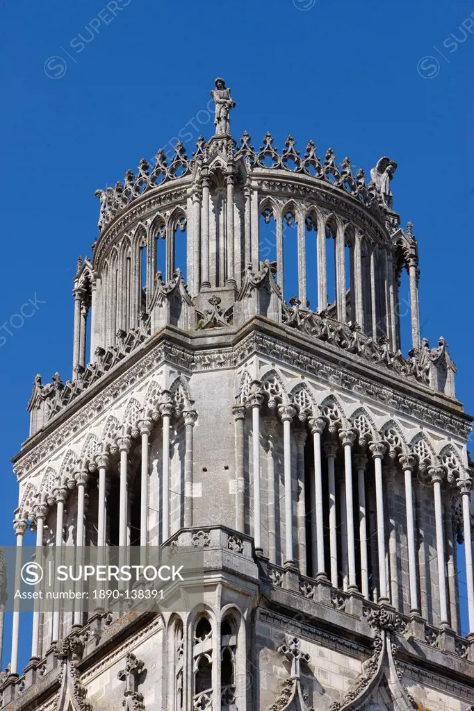 Tower of Sainte_Croix Holy Cross cathedral, Orleans, Loiret, France, Europe