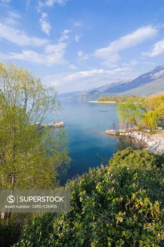 View from the Monastery of St. Naum at Lake Ohrid, UNESCO World Heritage Site, Macedonia, Europe