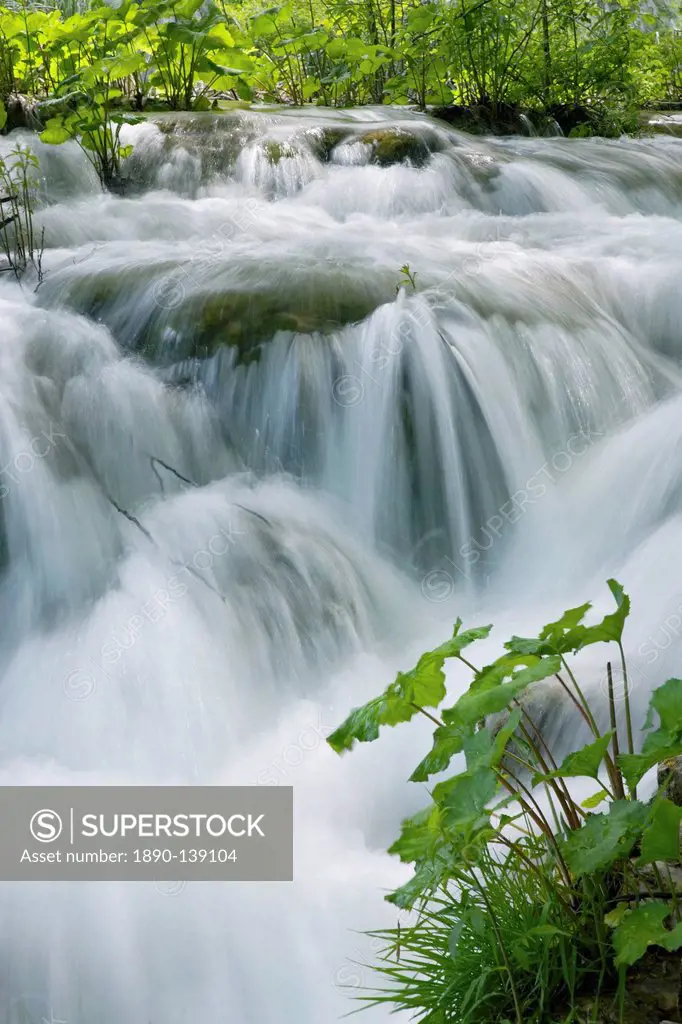 Foaming cascades, Plitvice Lakes National Park Plitvicka Jezera, UNESCO World Heritage site, Lika_Senj County, Croatia, Europe