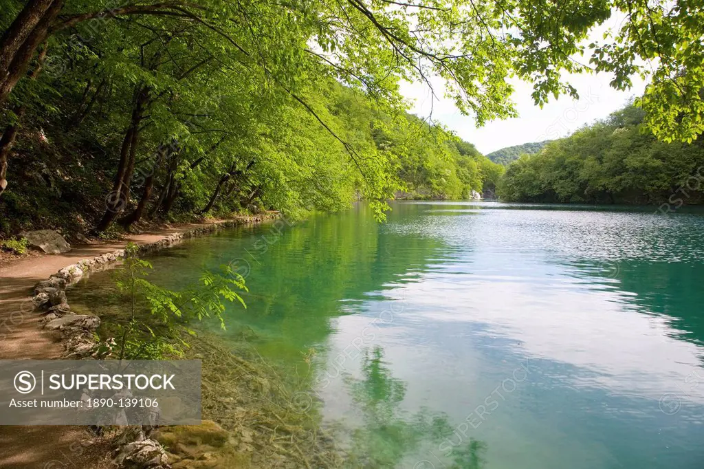 The turquoise waters of Milanovac Lake, Plitvice Lakes National Park Plitvicka Jezera, UNESCO World Heritage Site, Lika_Senj County, Croatia, Europe